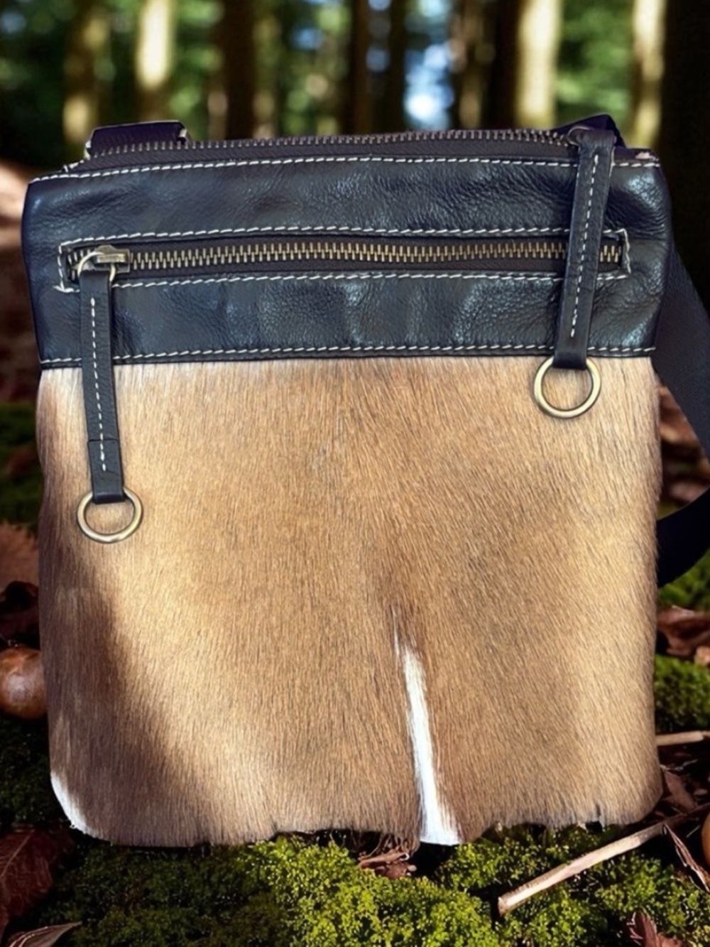Diane Gail Y2K Springbok Fur and Leather Crossbody Purse